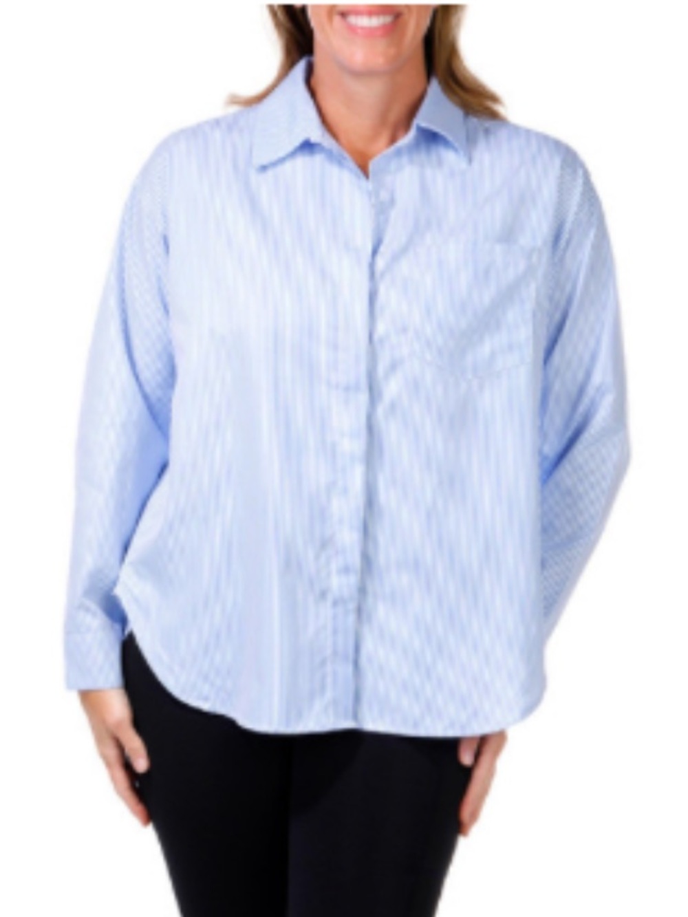 NWT Vintage Havana woman’s Light Blue Striped Button-Up Shirt Size S
